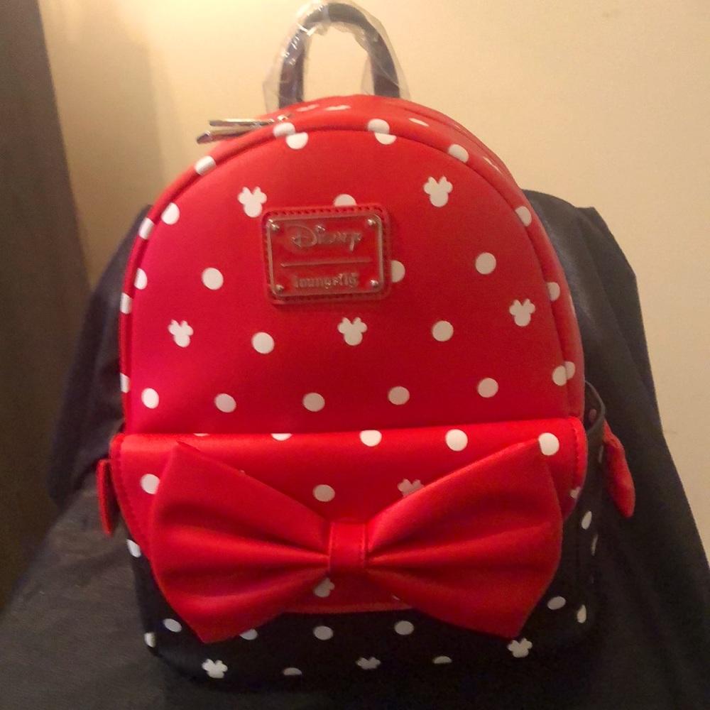 NEW Loungefly Polka Dot Bow Minnie Mouse Mini Backpack